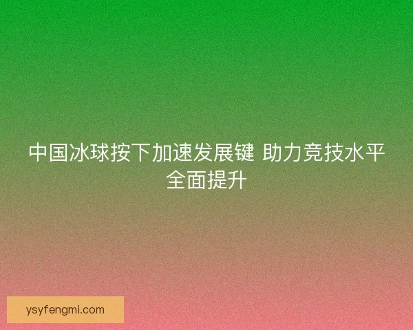 中国冰球按下加速发展键 助力竞技水平全面提升