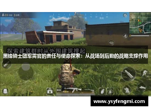 黑锋骑士团军需官的责任与使命探索：从战场到后勤的战略支撑作用