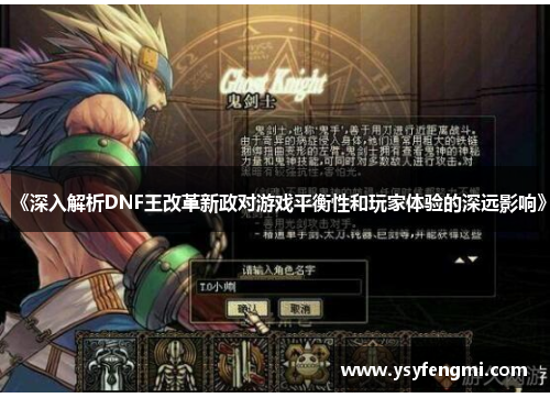 《深入解析DNF王改革新政对游戏平衡性和玩家体验的深远影响》
